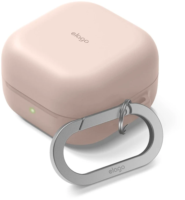Main image of Silicone Case for Galaxy Buds 4 Pro & Galaxy Buds 4 Premium Silicone Cover with Carabiner, Full Protection, Wireless Charging, Headphone Accessories, Unisex (Sand Pink)