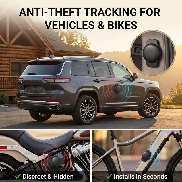 Alt view image 2 of 6 - Magnetic GPS Tracker for Vehicles Real Time Mini Car Tracking Key Hidden Car Tracker No Subscription Worldwide Locator Works with Apple Find My(iOS Only)Waterproof Item Finder No Monthly Fee 2 Pack