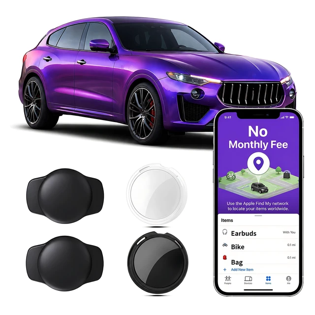 Main image of Magnetic GPS Tracker for Vehicles Real Time Mini Car Tracking Key Hidden Car Tracker No Subscription Worldwide Locator Works with Apple Find My(iOS Only)Waterproof Item Finder No Monthly Fee 2 Pack