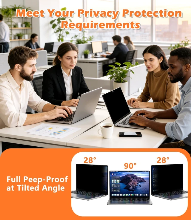 Alt view image 5 of 7 - Magnetic MacBook Privacy Screen for MacBook Pro 16 & 16.2 Inch 2021-2024 (M1, M2, M3, M4, Pro, Max), Removable & Reusable Magnetic Anti-Glare Matte Protector Private Filter Filter with Lens Cover