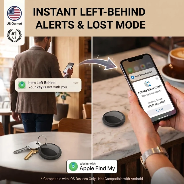 Alt view image 5 of 6 - Magnetic GPS Tracker for Vehicles Real Time Mini Car Tracking Key Hidden Car Tracker No Subscription Worldwide Locator Works with Apple Find My(iOS Only)Waterproof Item Finder No Monthly Fee 2 Pack