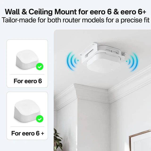 Alt view image 2 of 6 - 2-in-1 Ceiling & Wall Mount for eero 6 / eero 6+ Router Mesh WiFi System - Sturdy Metal Ceiling Mount for eero 6 Wall Mount Bracket with Heat Dissipation & Signal Friendly Design, 1 Pack