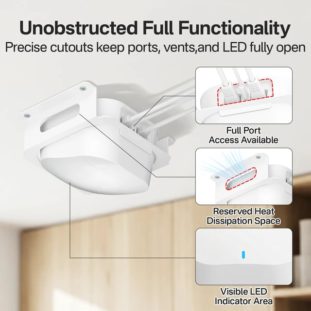 Alt view image 4 of 6 - 2-in-1 Ceiling & Wall Mount for eero 6 / eero 6+ Router Mesh WiFi System - Sturdy Metal Ceiling Mount for eero 6 Wall Mount Bracket with Heat Dissipation & Signal Friendly Design, 1 Pack
