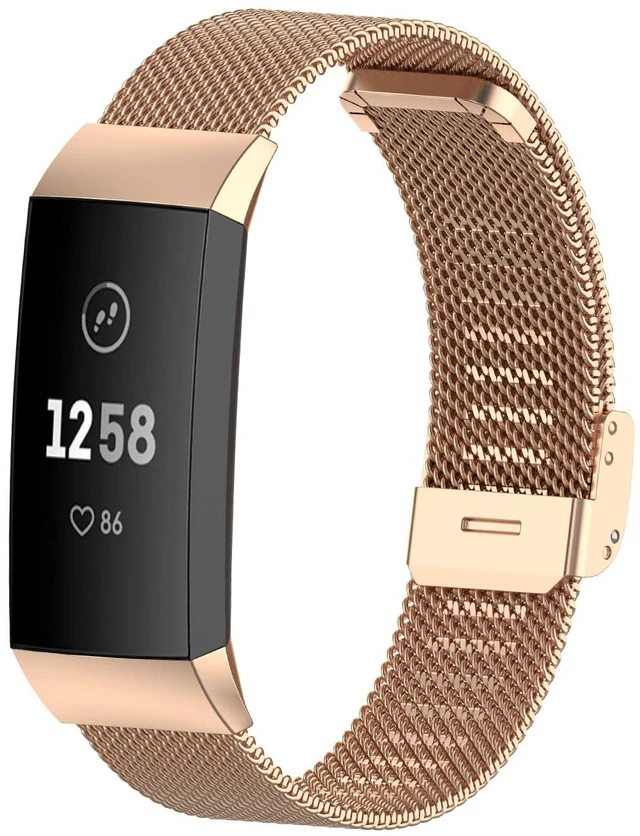 Main image of Metal Band Compatible with Fitbit Charge 4/ Charge 3/Charge 3 SE Mesh Woven Stainless Steel Smartwatch Bracelet Wristbands Replacement Strap