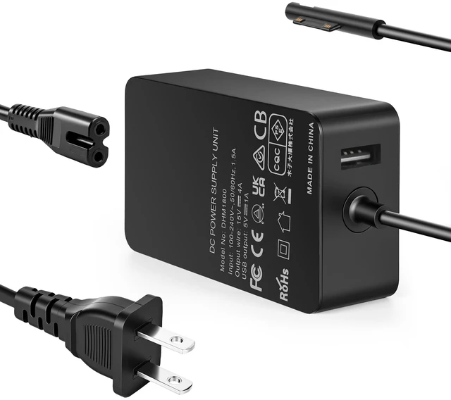 Main image of 65W Surface Pro Laptop Charger Power Supply Adapter Compatible with Microsoft Surface Pro 11/10/9/8/7+/7/6/5/4/3/X,Surface Laptop 7/6/5/4/3/2/1, Go Tablet, Book 3/2/1