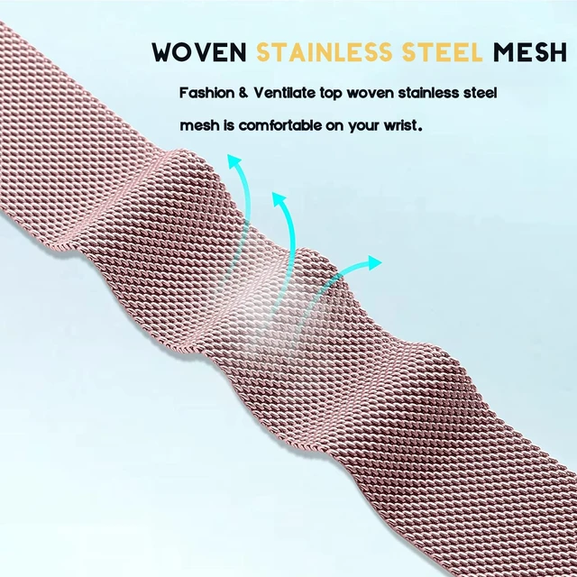 Alt view image 5 of 7 - Metal Band Compatible with Fitbit Charge 4/ Charge 3/Charge 3 SE Mesh Woven Stainless Steel Smartwatch Bracelet Wristbands Replacement Strap