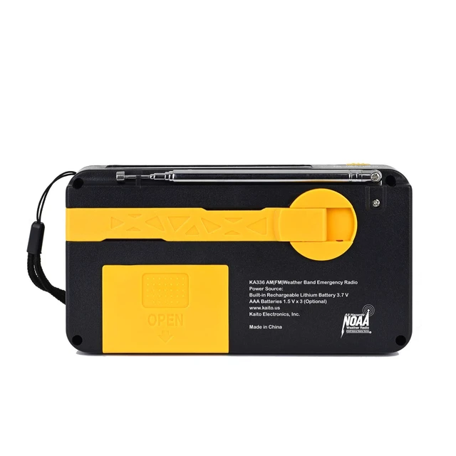 Alt view image 4 of 6 - Voyager ECO Emergency Radio KA336 AM/FM NOAA Weather Alert 5-Way Powered Solar Crank Radio Receiver with LED Flashlight and USB Mobile Phone Charger Yellow