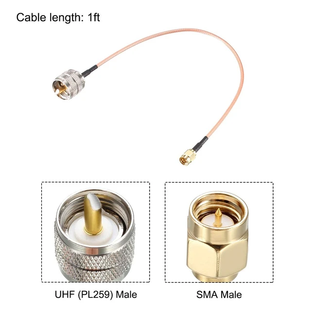 Alt view image 2 of 5 - SMA Male to UHF PL-259 Male RG316 RF Coaxial Coax Cable 1 Ft