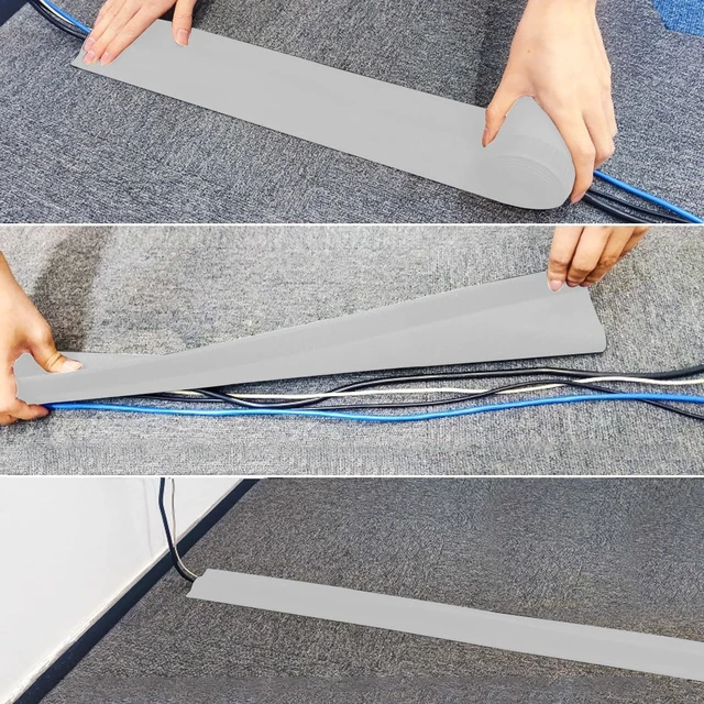 Alt view image 3 of 7 - Floor Cable Covers, 20ft Cord Cover Wire Protector - Gray
