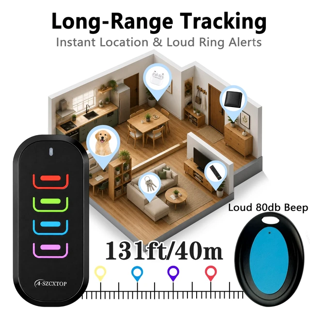 Alt view image 2 of 6 - Key Finder RF Wireless Remote Locator No App Required 131FT Working Range Ultra-Long Battery Life 80dB Silicone Buttons