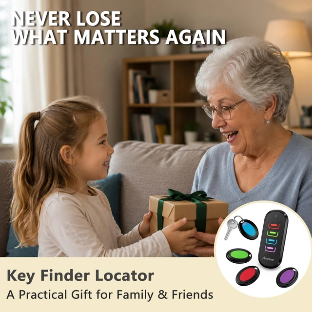 Alt view image 6 of 6 - Key Finder RF Wireless Remote Locator No App Required 131FT Working Range Ultra-Long Battery Life 80dB Silicone Buttons