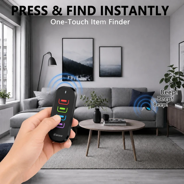 Alt view image 5 of 6 - Key Finder RF Wireless Remote Locator No App Required 131FT Working Range Ultra-Long Battery Life 80dB Silicone Buttons