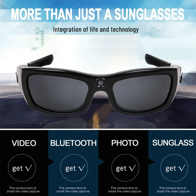 Alt view image 2 of 7 - Bluetooth Camera Sunglasses, 1080P HD Wearable Video Camera Glasses, Hands-Free Recording for Cycling, Driving, Fishing & Travel