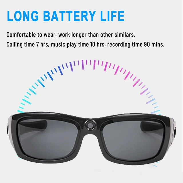 Alt view image 5 of 7 - Bluetooth Camera Sunglasses, 1080P HD Wearable Video Camera Glasses, Hands-Free Recording for Cycling, Driving, Fishing & Travel