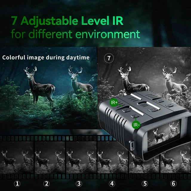 Alt view image 4 of 7 - 4K Night Vision Goggles for Adults - Binoculars (Black & White) Night Binoculars with Night Vision, 4K Video with Sound, 42MP Photo, 3" IPS Display, 64GB TF Card Included, 2.4GHz WI-FI