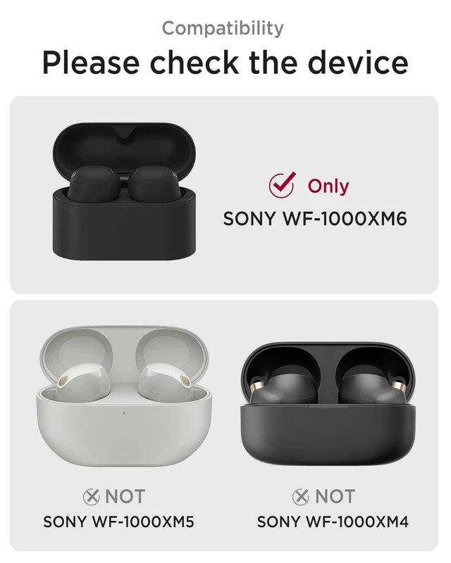 Alt view image 2 of 7 - Silicone Case Compatible for Sony WF-1000XM6, Magnetic Attraction Anti-Scratch Shockproof Dustproof Men and Women Full Protective Case Cover for Sony WF-1000XM6 Wireless Earbuds (Black)