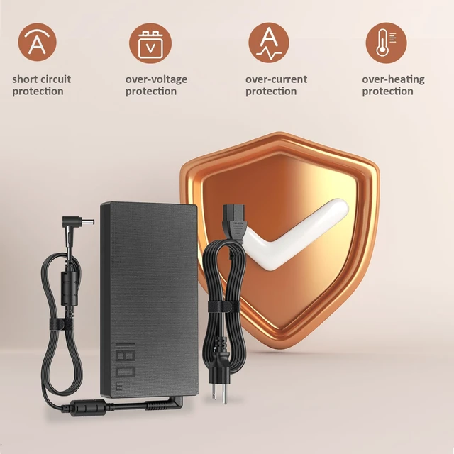 Alt view image 5 of 5 - 180W Charger Compatible with ASUS ROG Zephyrus G14 G15 GA401 GA502 GA503 Fit for TUF FX505 FX505DD FX506 FX507VI A15 A17 F17 F15 Gaming Computer, 20V 9A AC Power Adapter ADP-180TB H Charger