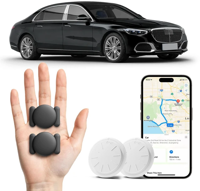 Main image of GPS Tracker for Vehicles, 2PCS Real Time Tracker Device for Vehicles, No Monthly Fee Car Tracker Work with Find My (iOS Only), MINI Vehicle Tracker with Waterproof Case, Super Magnetic