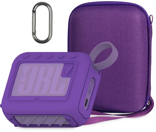 Main image of Protective Case for JBL Go 4 Portable Bluetooth Speaker Accessories Hard Carrier and Silicone Cover for Go 4 Speaker, Shockproof Anti-Scratch Cases with Carabiner (Purple Cases)