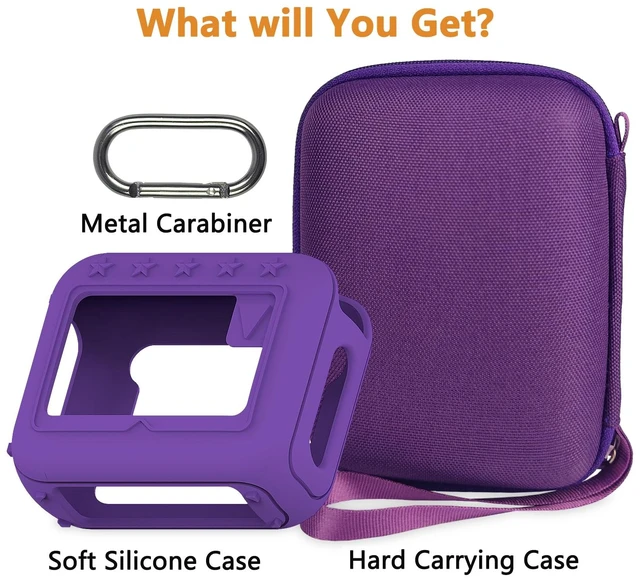 Alt view image 2 of 7 - Protective Case for JBL Go 4 Portable Bluetooth Speaker Accessories Hard Carrier and Silicone Cover for Go 4 Speaker, Shockproof Anti-Scratch Cases with Carabiner (Purple Cases)