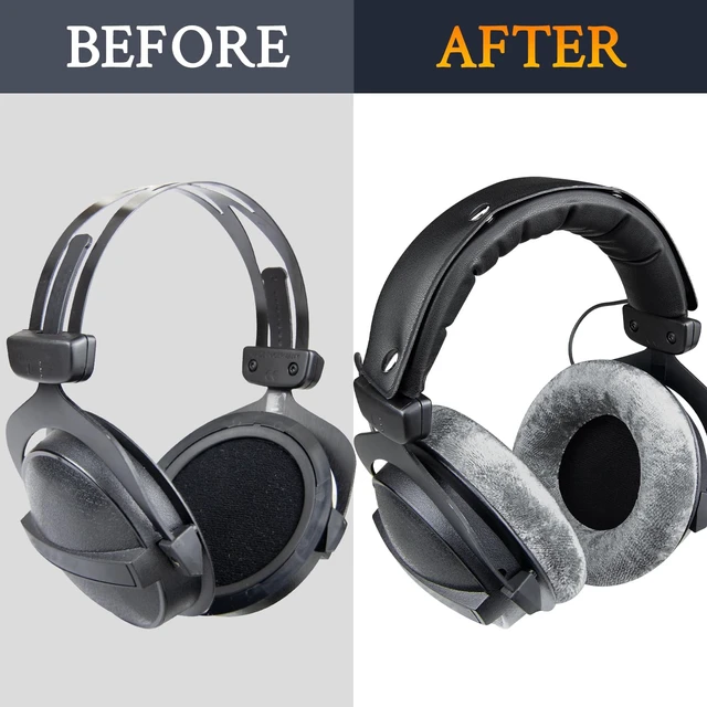 Alt view image 4 of 7 - Replacement Kit for Beyerdynamic DT 770/DT770 PRO Headphones, Velour Ear Pads Cushions + Protein Leather Headband - Grey