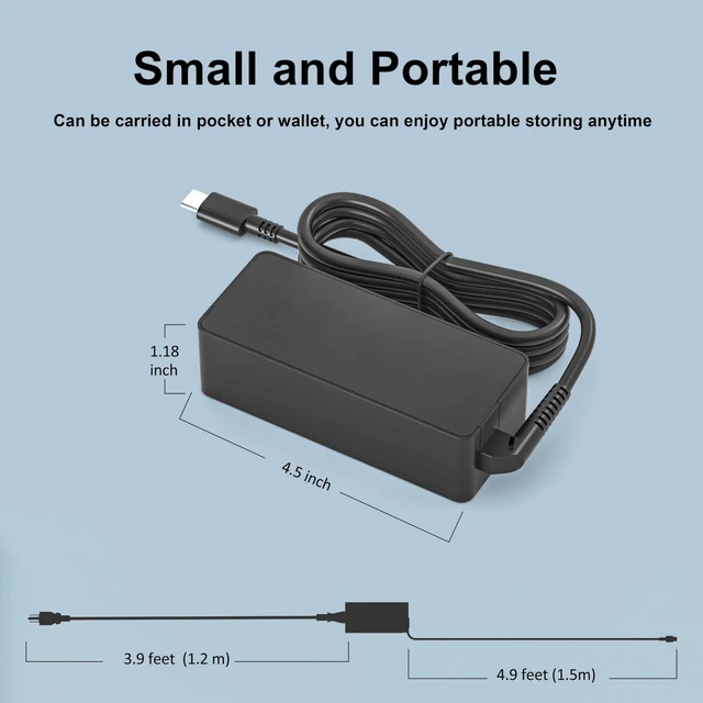 Alt view image 5 of 7 - 65W USB-C Laptop Charger for Dell Pro 13 14 16 Plus 2-in-1 Series DB04250 20V 3.25A Type-C Adapter for Dell DB14250 DB14255 Pro PB13250 PB13255 Premium PA13250 PC14250 PB14250 Rugged RA13250 RB14250