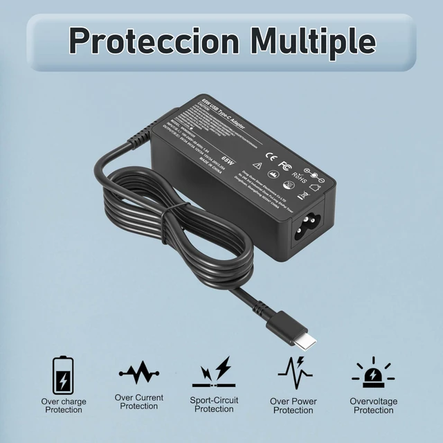 Alt view image 7 of 7 - 65W USB-C Laptop Charger for Dell Pro 13 14 16 Plus 2-in-1 Series DB04250 20V 3.25A Type-C Adapter for Dell DB14250 DB14255 Pro PB13250 PB13255 Premium PA13250 PC14250 PB14250 Rugged RA13250 RB14250