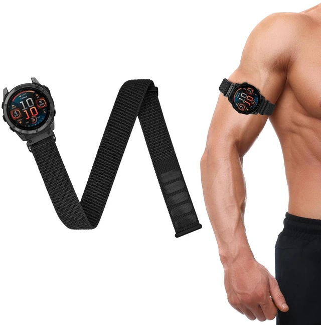 Main image of 26mm QuickFit Sports Ankle/Arm Band Compatible with Garmin Fenix 8 51mm/7X/6X/6X Pro//5X/5X Plus/3/3 HR, Soft Nylon Bicep Strap for Instinct 3 50mm Band Men Women