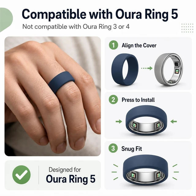 Alt view image 2 of 7 - 8Pack Ring Cover Compatible with Oura Ring 5,Silicone Protector 0.4mm Ultra-Thin, Anti-Scratch, Lightweight Ring Protector Case for Men and Women,Supports Charging-L for 12/13