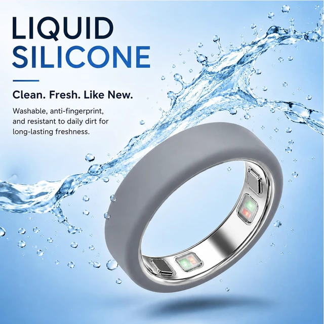 Alt view image 5 of 7 - 8Pack Ring Cover Compatible with Oura Ring 5,Silicone Protector 0.4mm Ultra-Thin, Anti-Scratch, Lightweight Ring Protector Case for Men and Women,Supports Charging-L for 12/13