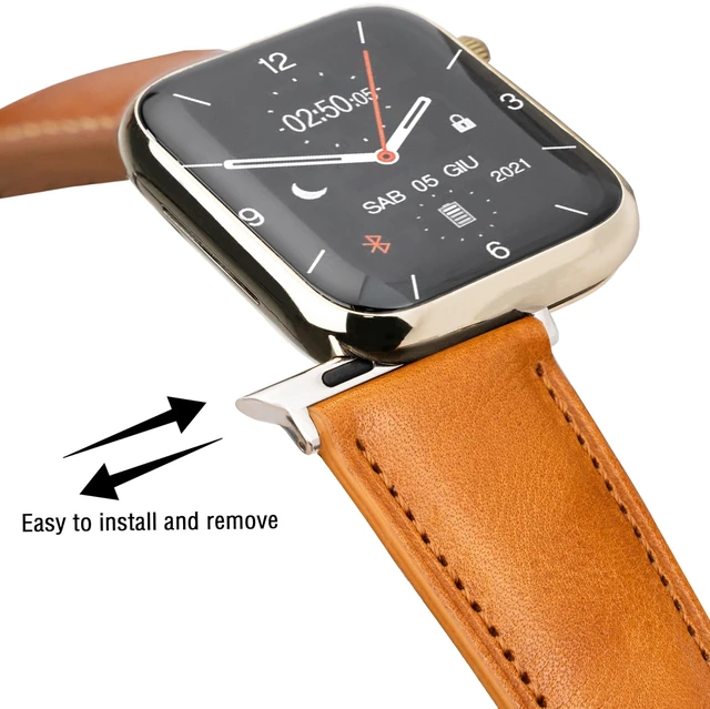 Alt view image 6 of 7 - Leather Bands Compatible with Apple Watch Band 42mm 44mm 45mm 49mm Ultra, Replacement Band Leather Strap for Men iWatch Ultra 3/2/1 Series 9 8 7 6 5 4