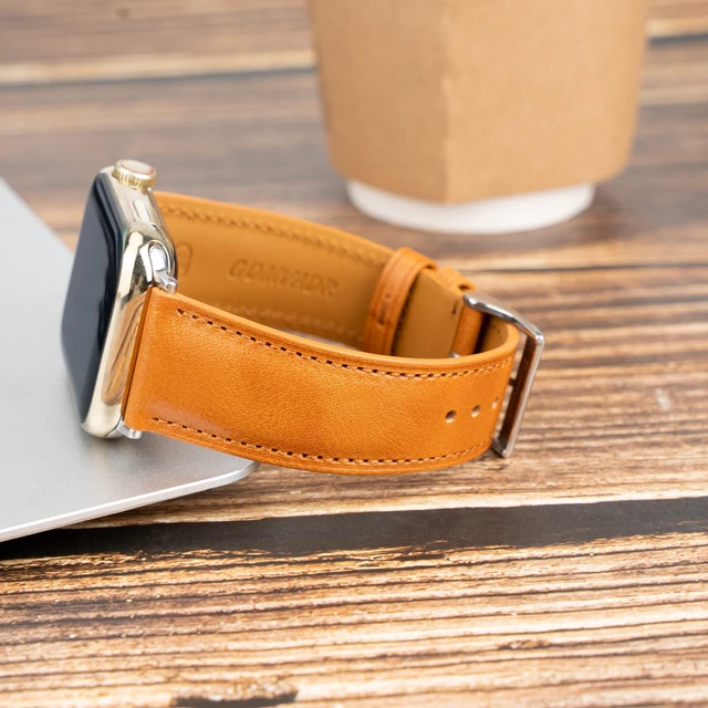 Alt view image 7 of 7 - Leather Bands Compatible with Apple Watch Band 42mm 44mm 45mm 49mm Ultra, Replacement Band Leather Strap for Men iWatch Ultra 3/2/1 Series 9 8 7 6 5 4