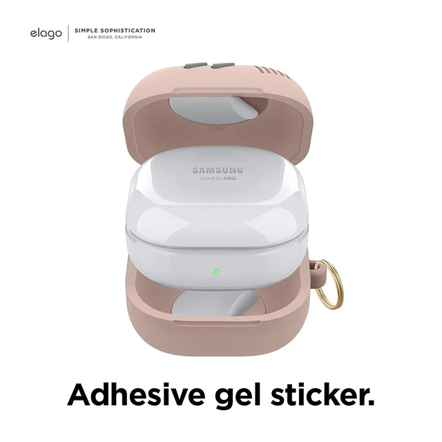 Alt view image 6 of 7 - GB5 Case for Galaxy Buds FE, 2 Pro, 2, Pro, Live Classic Handheld Game Console Design (2021) (2020) (2023) (2022) (Sand Pink)
