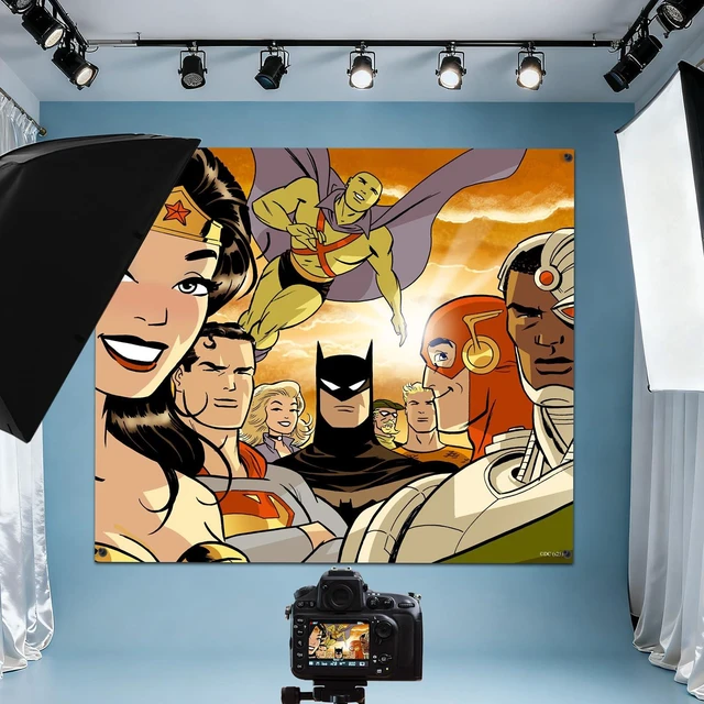 Alt view image 5 of 7 - Superhero Backdrop Decoration, 51"x59" Hero Photo Booth Background Banner for Birthday Party Cake Table, Photo Booth Supplies, Camping Picnic Decorations, Indoor Outdoor Wall Decor