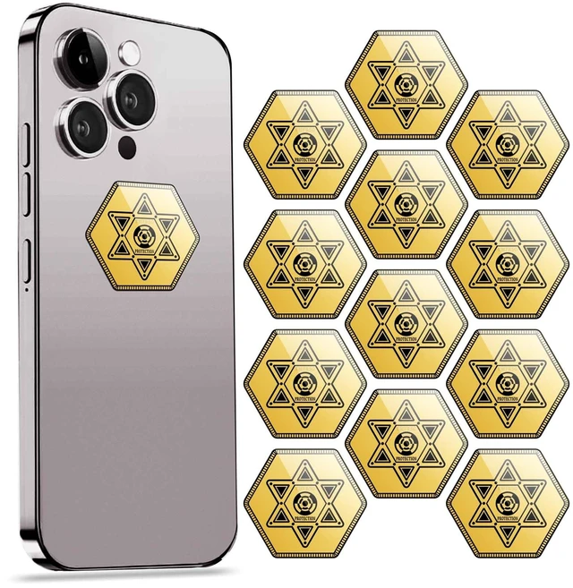 Main image of Protection Stickers for Cell Phones- Phone Sticker from All Phones/Tablets/Laptops/Computer/WiFi. All Devices-Gold (12 Pcs)