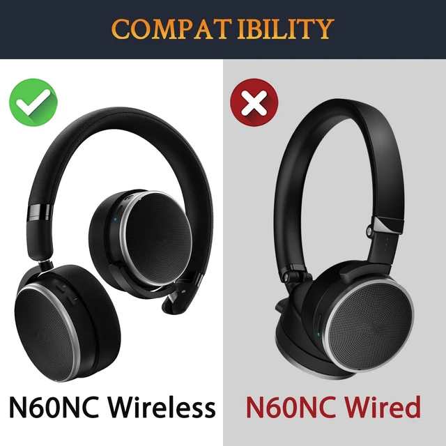 Alt view image 2 of 3 - Earpads Replacement for AKG N60/N60NC Wireless(Do Not Fit N60NC Wired) On-Ear Headphones, Ear Pads Cushions with High-Density Noise Isolation Foam - N60NC Wireless PL Black Gold