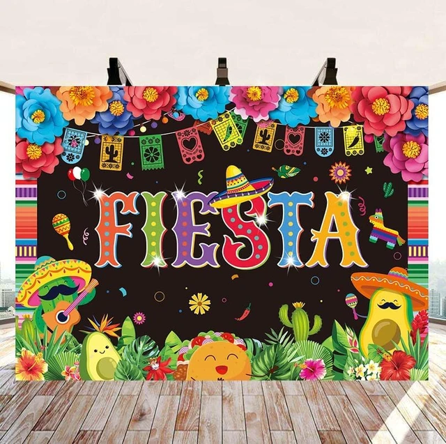 Alt view image 2 of 7 - Mexican Fiesta Backdrop Banner 8x6FT, Mexican Party Decorations Background Mexican Theme Paper Flowers Backdrops for Photography Fiesta Birthday Party Decor Photo Props