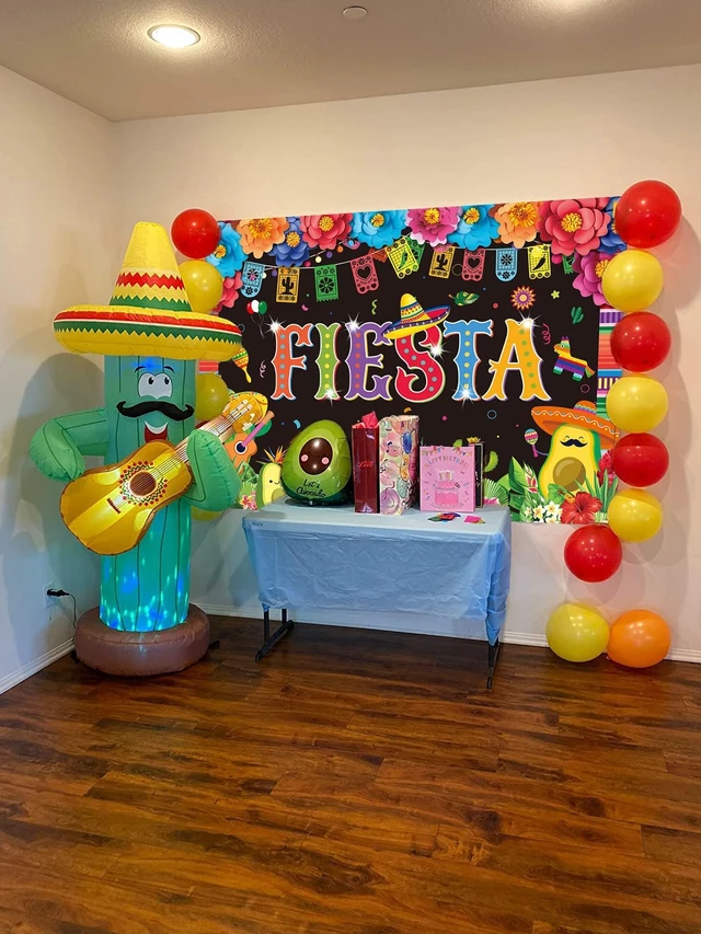 Alt view image 4 of 7 - Mexican Fiesta Backdrop Banner 8x6FT, Mexican Party Decorations Background Mexican Theme Paper Flowers Backdrops for Photography Fiesta Birthday Party Decor Photo Props