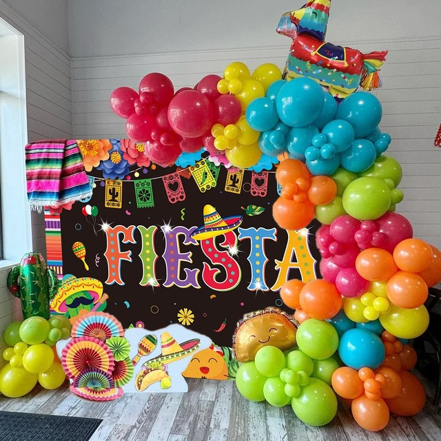 Alt view image 5 of 7 - Mexican Fiesta Backdrop Banner 8x6FT, Mexican Party Decorations Background Mexican Theme Paper Flowers Backdrops for Photography Fiesta Birthday Party Decor Photo Props