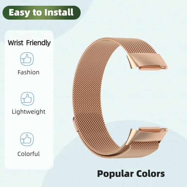 Alt view image 5 of 6 - Bands with Case Compatible for Fitbit Charge 6/5, Metal Adjustable Braided Strap with Magnetic Clasp, Stainless Steel Mesh Loop TPU Bumper Cover for Men Women