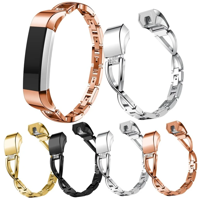 Alt view image 7 of 7 - for Fitbit Alta HR and Alta Bands Small Large, Jewelry Metal Replacement Band Accessory Strap Bracelet Bangle Wristband Rose Gold Silver Gold Black