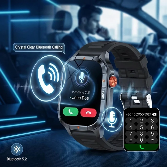 Alt view image 2 of 7 - Smart Watch for Men, 30 Day Battery 2.01in AMOLED Ultra-Clear Screen Smartwatch, IP68 Waterproof 100+ Exercise Modes Answer/Make Call,Sleep/Running Coach Fitness Tracker for Android/iOS