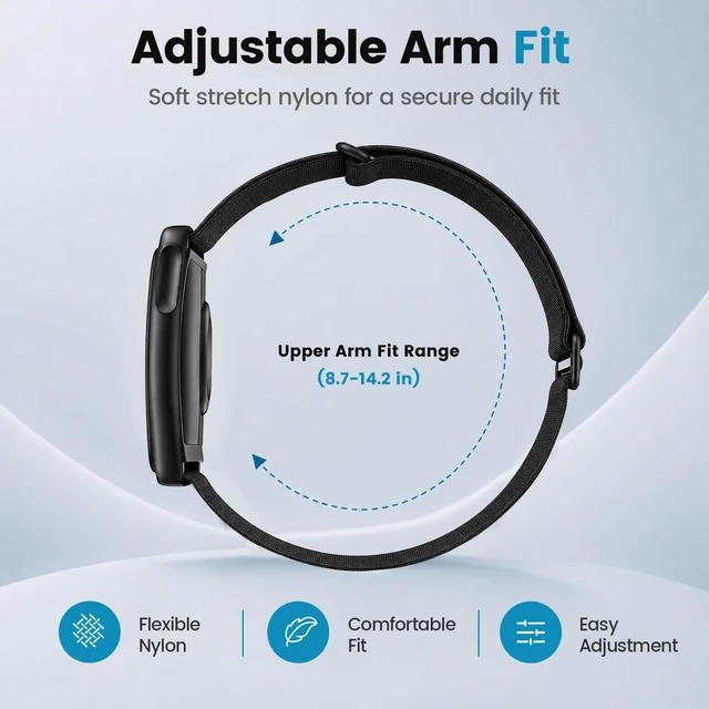 Alt view image 6 of 6 - Nylon Sport Band Compatible with Whoop 5.0 Bicep Bands One, Peak, Life Adjustable Elastic Arm Band for WHOOP 5.0/ MG Fitness Tracker, Sweat Resistant Bicep Strap Replacement for Whoop MG Life