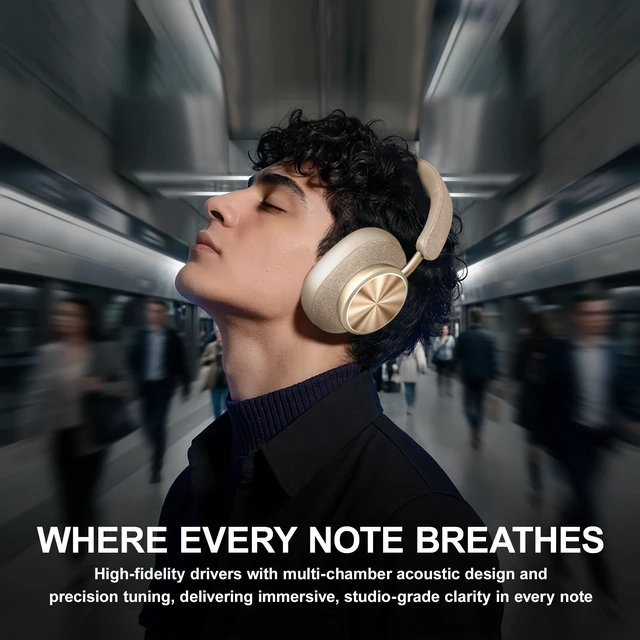 Alt view image 2 of 7 - LEXXON PRO Over Ear Headphones Wireless Bluetooth 5.3 Ultra Soft Comfort Cushion Headset with Mic, 12H Playtime, FM Radio, Micro SD TF Card, Swivel Design, Voice Assistant