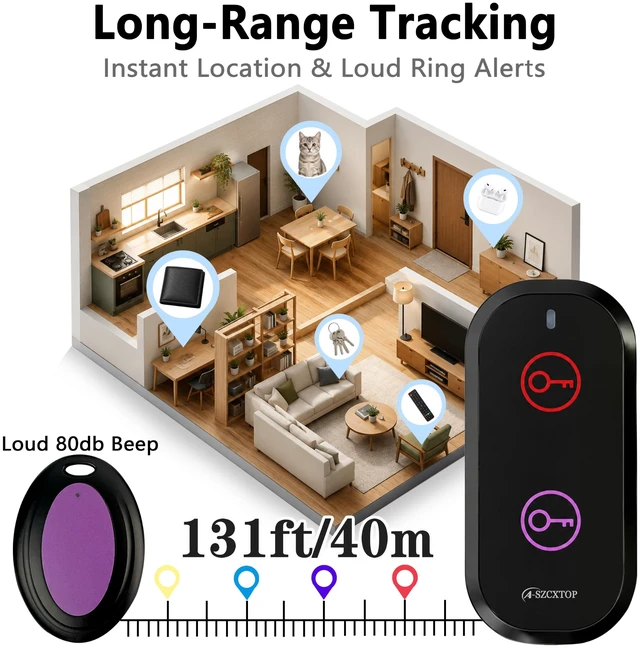 Alt view image 2 of 6 - Key Finder RF Wireless Remote Locator No App Required 131FT Working Range Ultra-Long Battery Life 80dB Silicone Buttons