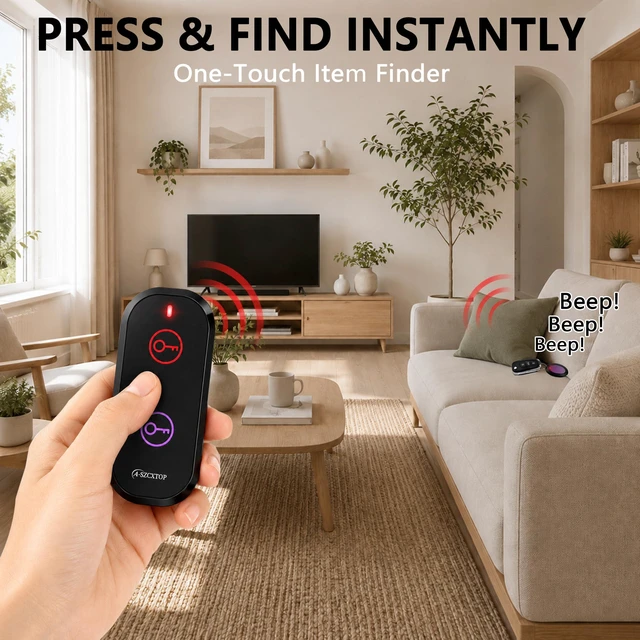 Alt view image 3 of 6 - Key Finder RF Wireless Remote Locator No App Required 131FT Working Range Ultra-Long Battery Life 80dB Silicone Buttons