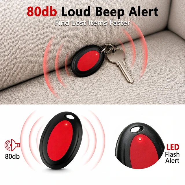 Alt view image 5 of 6 - Key Finder RF Wireless Remote Locator No App Required 131FT Working Range Ultra-Long Battery Life 80dB Silicone Buttons