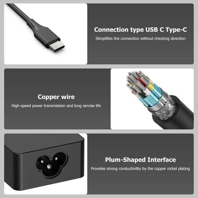 Alt view image 4 of 6 - 65W 45W USB C Laptop Charger for LG Gram 14 15 16 17 Series 17Z90P 16Z90P Compatible with LG Gram 15Z90P 14Z90P 16Z90Q 14Z90Q 16T90P 16T90Q 17Z95P 17Z90Q 17Z90R 17Z90S 14Z90R 15Z90Q 15Z90R 16Z90R 20V