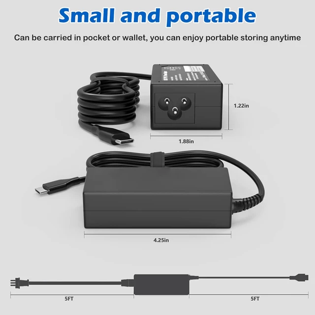 Alt view image 5 of 6 - 65W 45W USB C Laptop Charger for LG Gram 14 15 16 17 Series 17Z90P 16Z90P Compatible with LG Gram 15Z90P 14Z90P 16Z90Q 14Z90Q 16T90P 16T90Q 17Z95P 17Z90Q 17Z90R 17Z90S 14Z90R 15Z90Q 15Z90R 16Z90R 20V