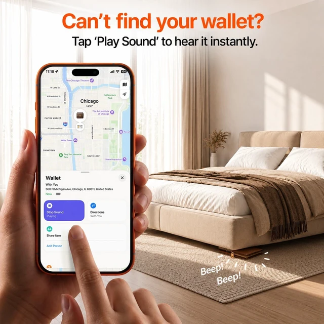 Alt view image 3 of 7 - Wallet Tracker Card 3 Pack, Works with Apple Find My (iOS Only), Rechargeable Bluetooth Anti-Loss Item Locator for Wallet, Passport, Luggage, Bags and Personal Items